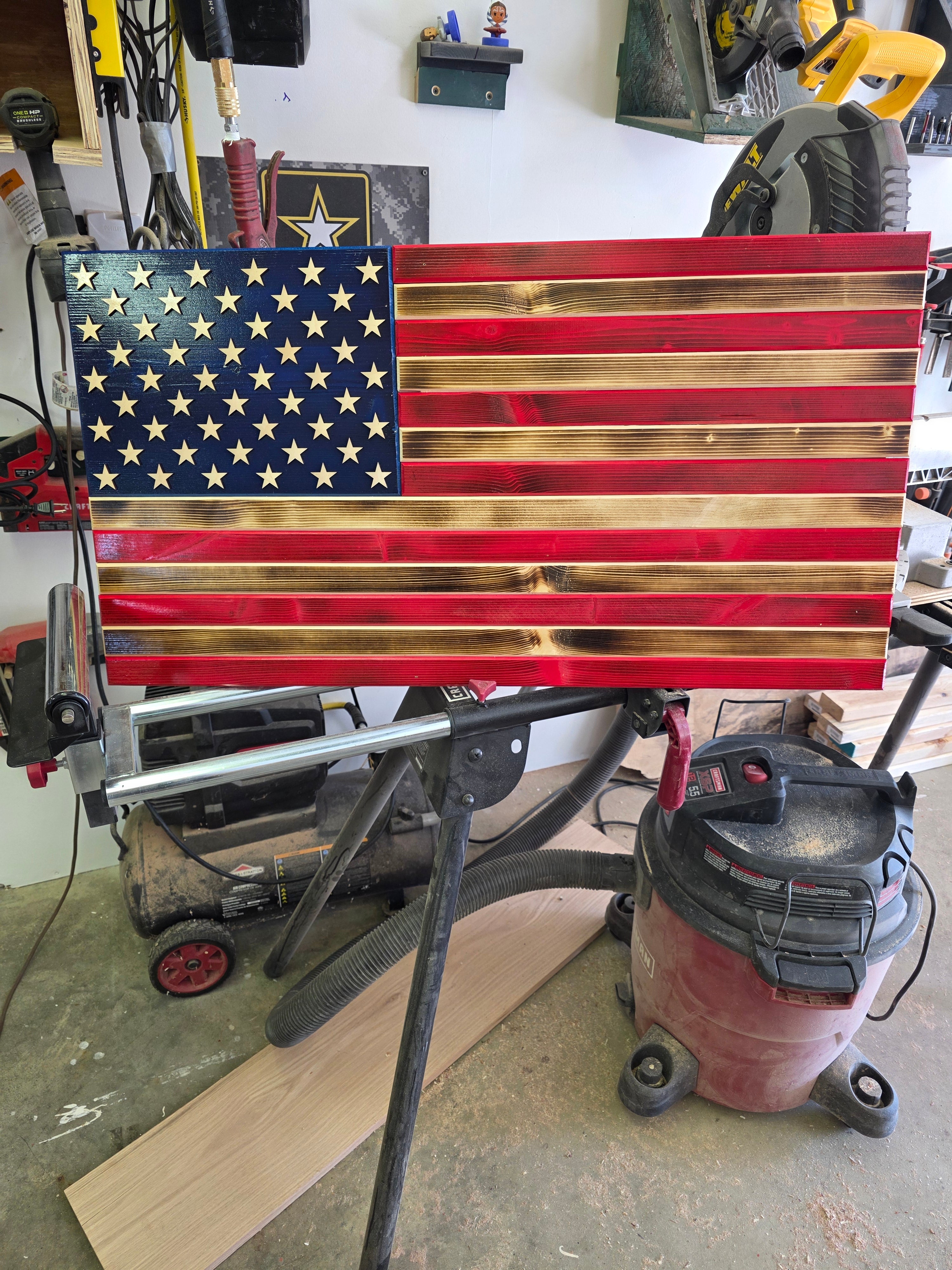 Handcrafted Wooden American Flag